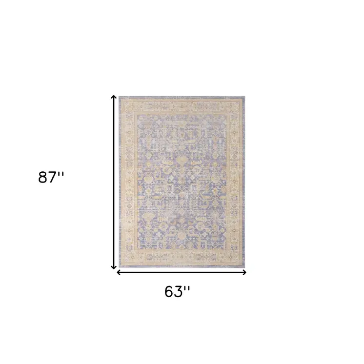 5' X 8' Lavender And Orange Floral Area Rug
