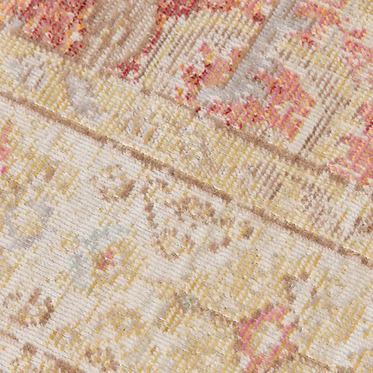 5' X 8' Salmon And Tan Floral Area Rug