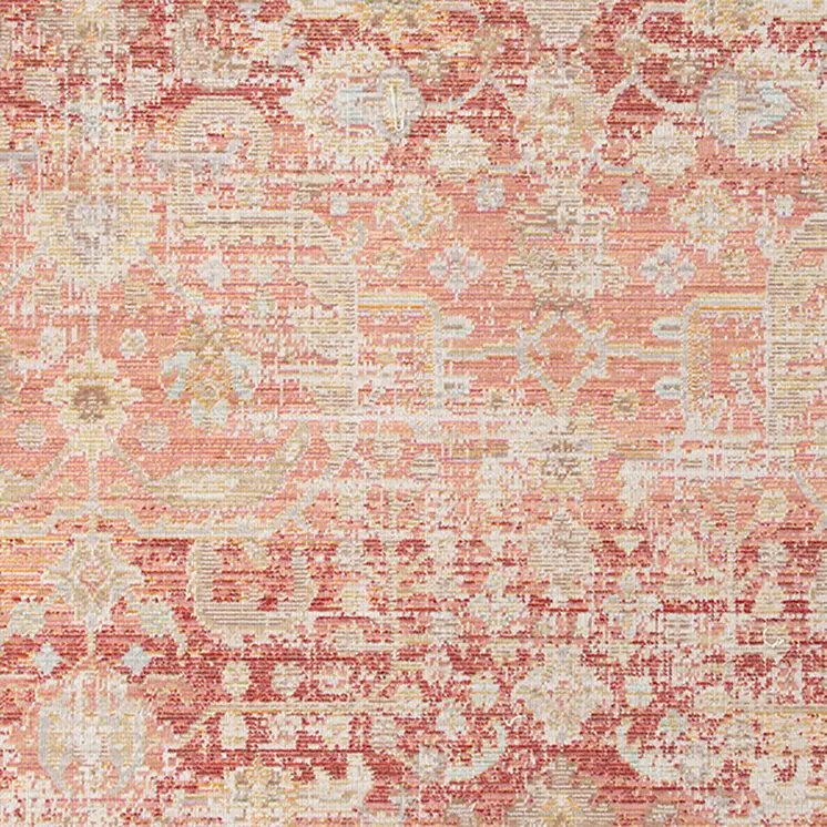 8' X 10' Salmon And Tan Floral Area Rug