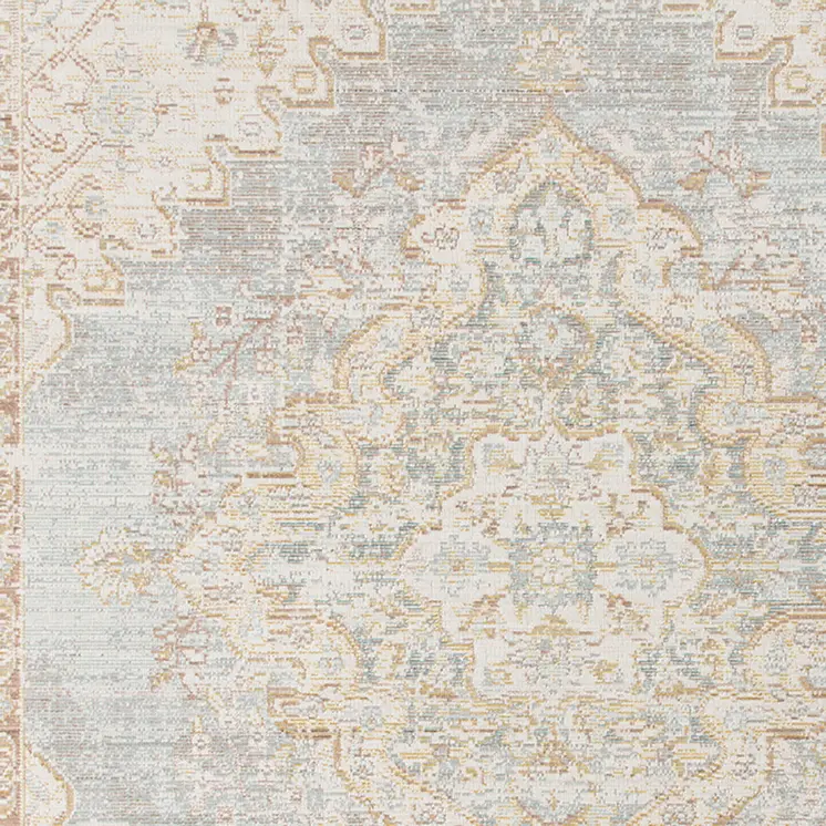 4' X 6' Beige And Gray Medallion Area Rug