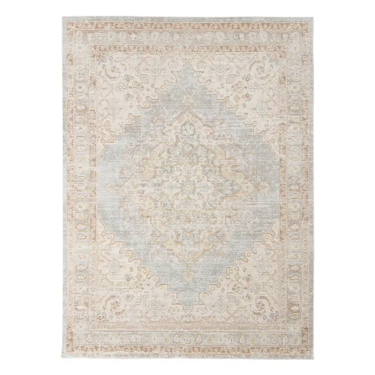 5' X 7' Beige And Gray Medallion Area Rug
