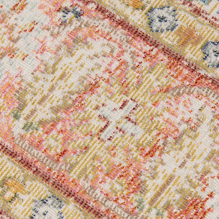 5' X 8' Blue Gold And Orange Floral Area Rug