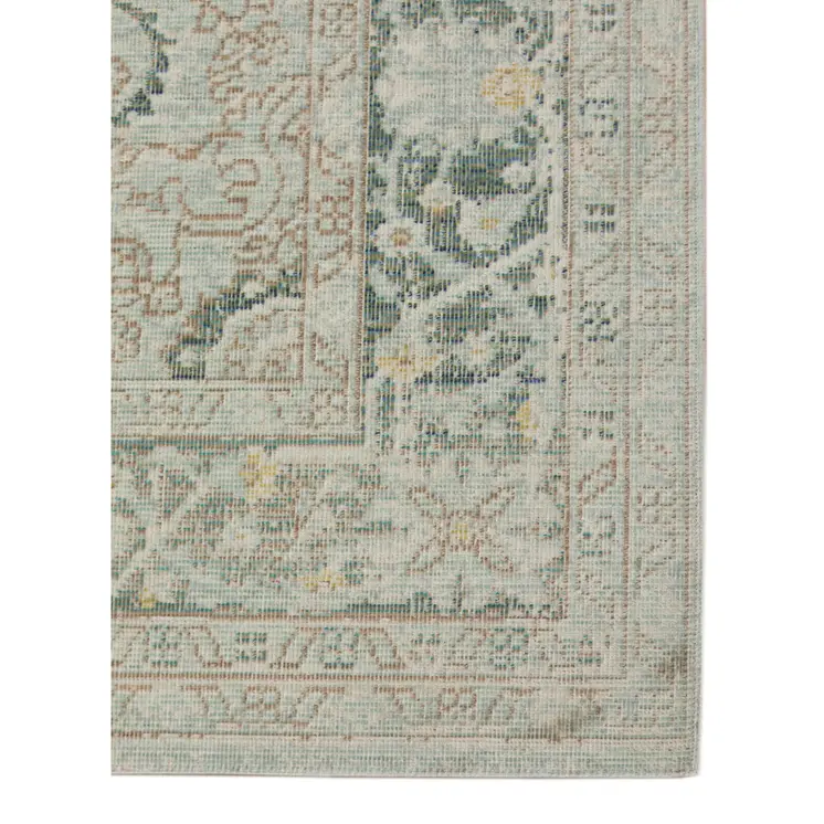 9' X 13' Green And Light Gray Medallion Area Rug
