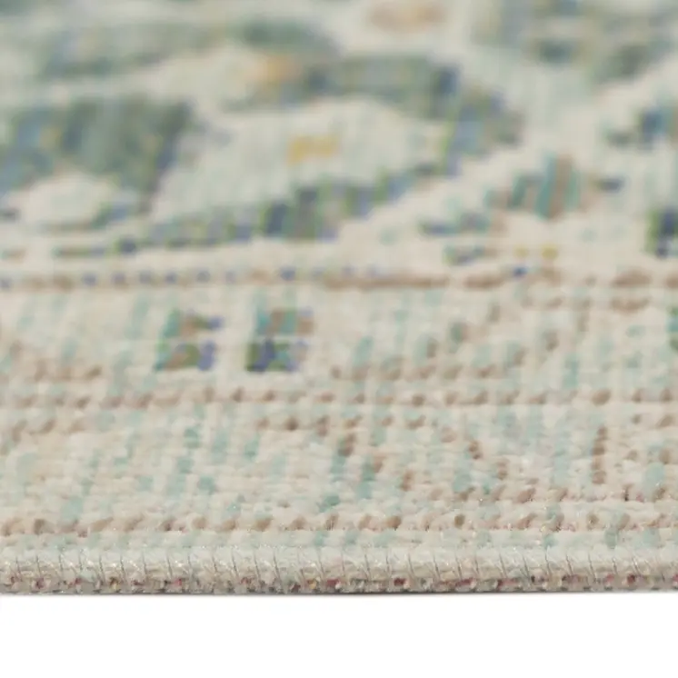 4' X 6' Green And Light Gray Medallion Area Rug