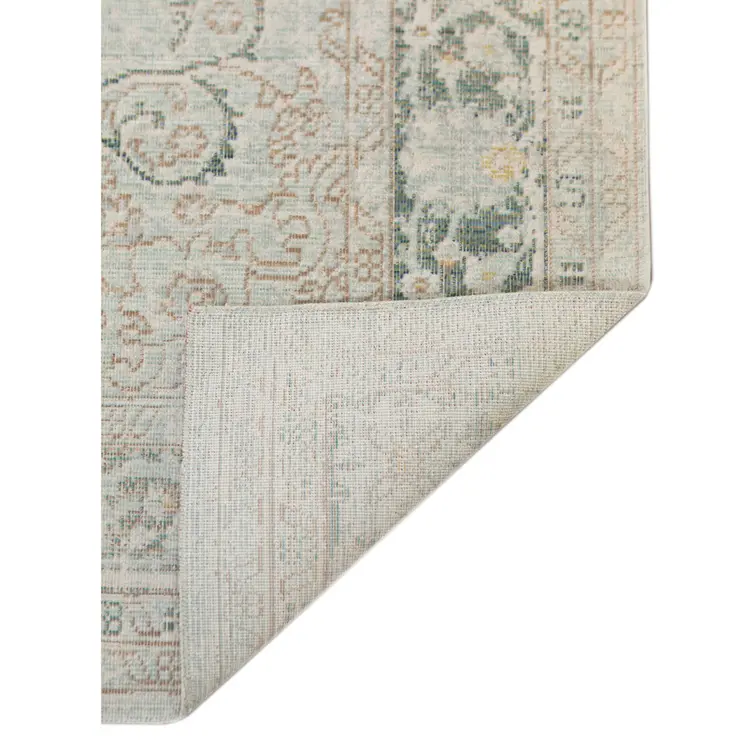 4' X 6' Green And Light Gray Medallion Area Rug