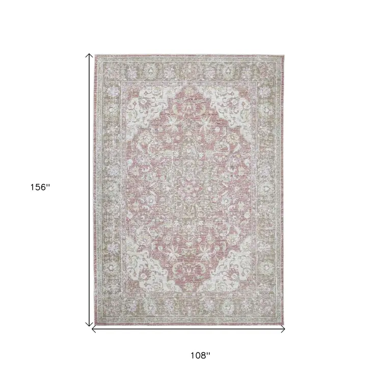 9' X 13' Sage And Gray Medallion Area Rug