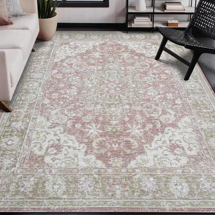 4' X 6' Sage And Gray Medallion Area Rug
