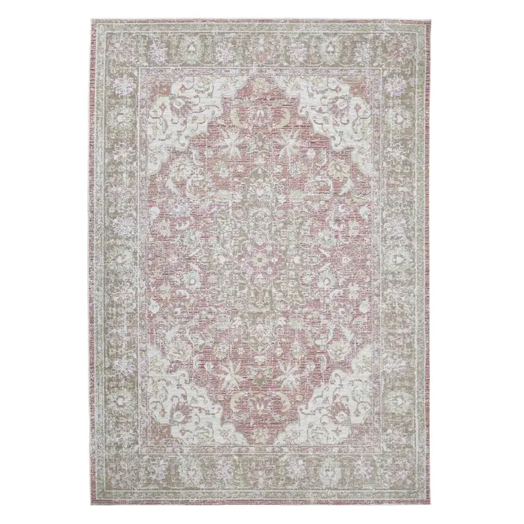 5' X 8' Sage And Gray Medallion Area Rug