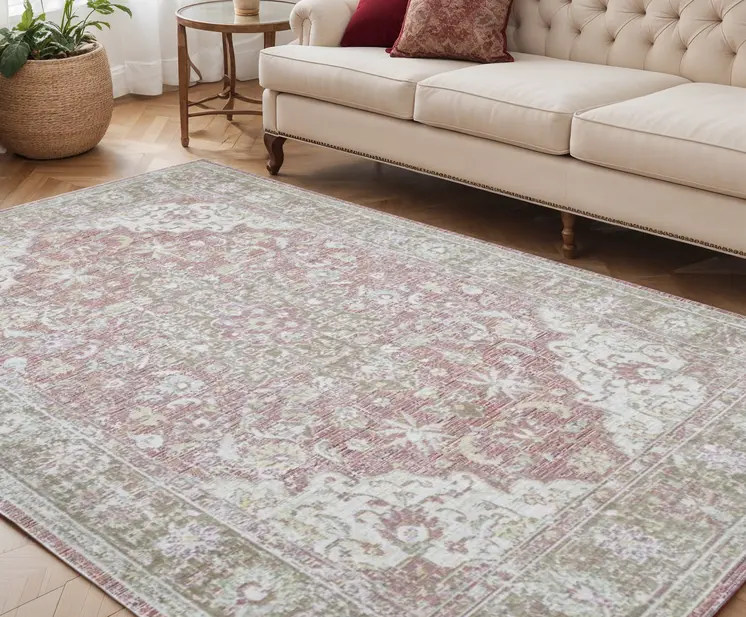 5' X 8' Sage And Gray Medallion Area Rug