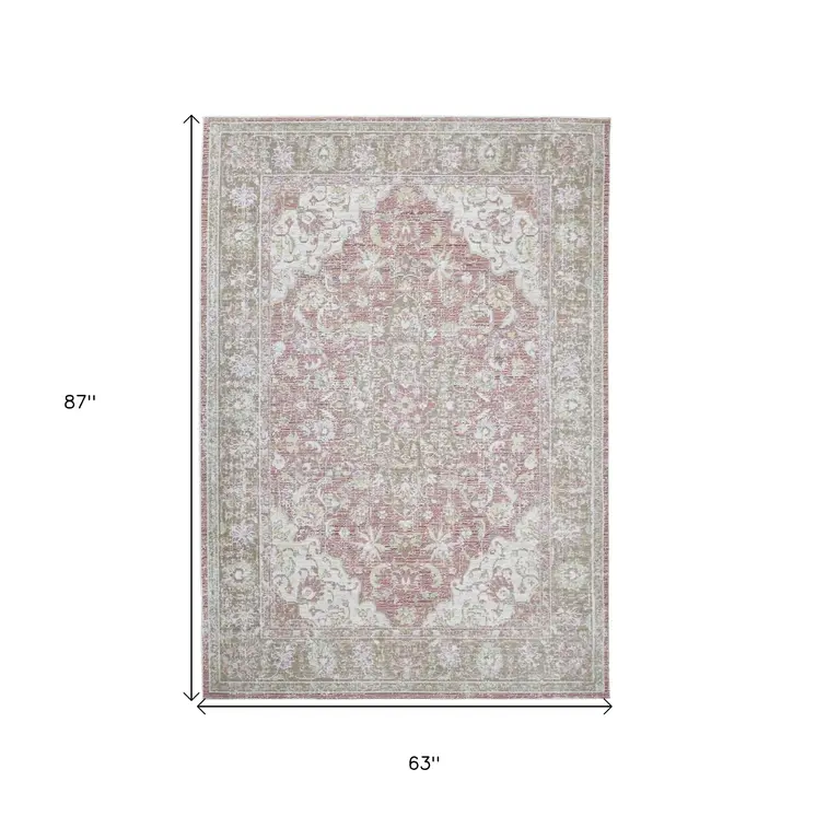 5' X 8' Sage And Gray Medallion Area Rug