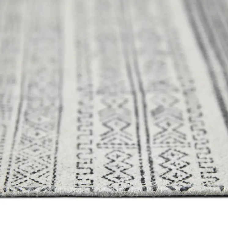 7' X 10' Charcoal Geometric Flatweave Handmade Distressed Area Rug