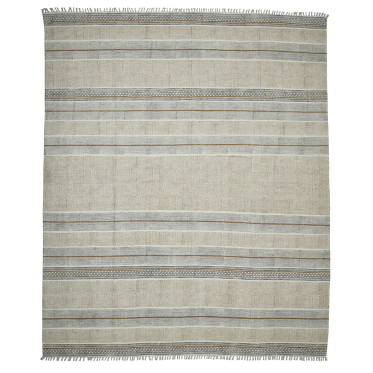 5' X 7' Brown Geometric Flatweave Handmade Distressed Area Rug With Fringe