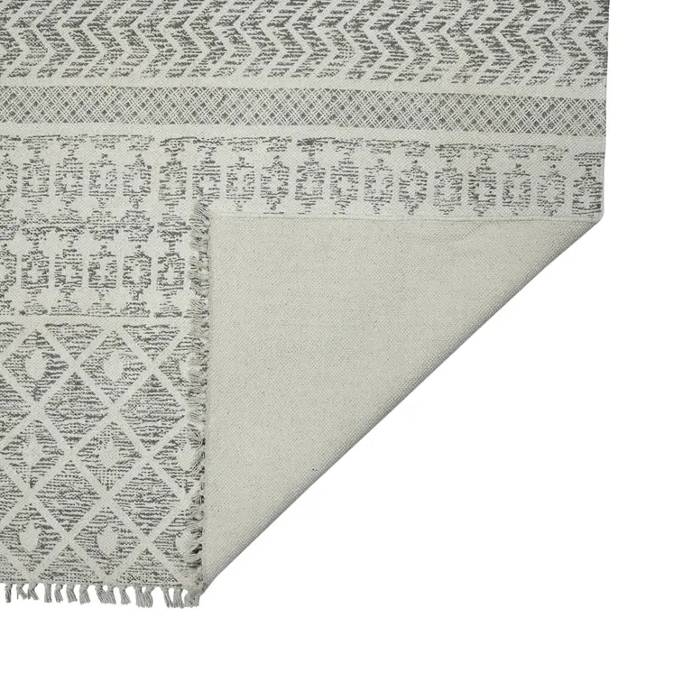 9' X 12' Gray And Brown Striped Flatweave Handmade Distressed Area Rug With Fringe