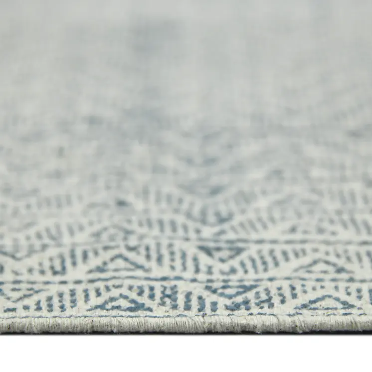 9' X 12' Gray And Blue Geometric Flatweave Handmade Distressed Area Rug With Fringe