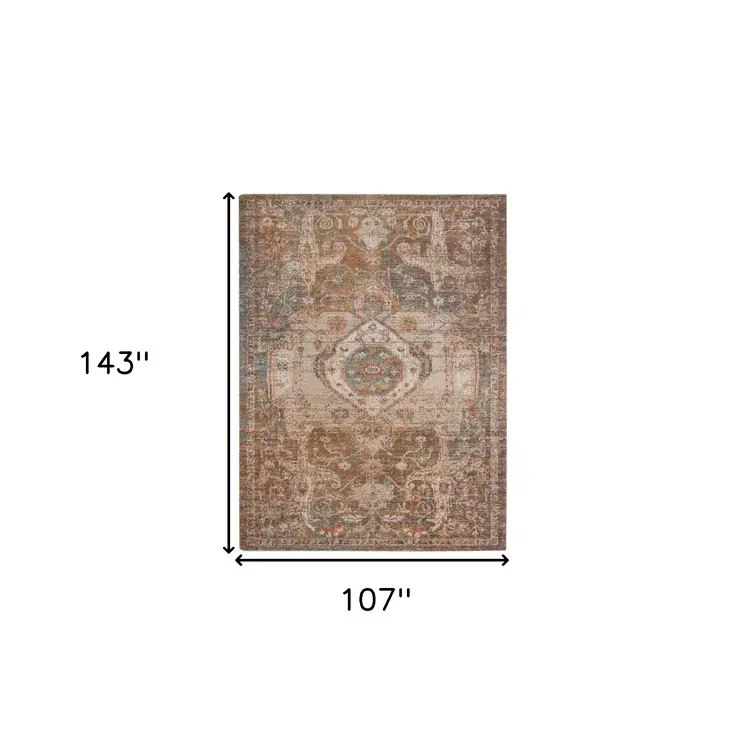 9' X 12' Beige Gray and Taupe Medallion Power Loom Area Rug