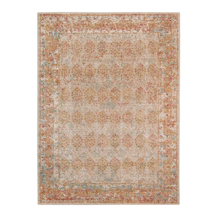 9' X 12' Beige And Orange Southwestern Area Rug