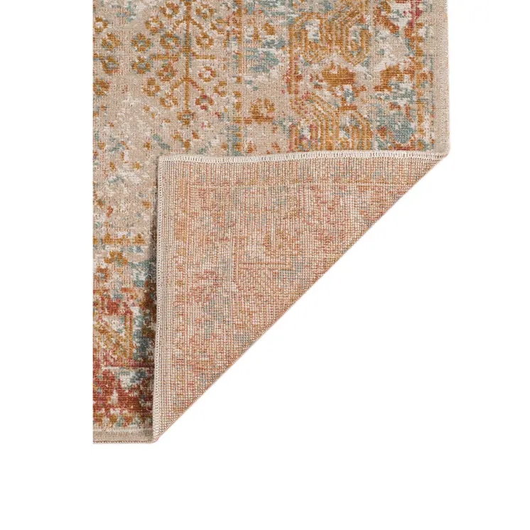 9' X 12' Beige And Orange Southwestern Area Rug