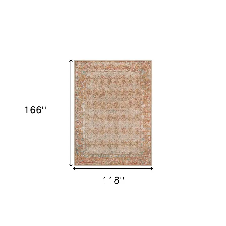 10' X 14' Beige And Orange Southwestern Area Rug