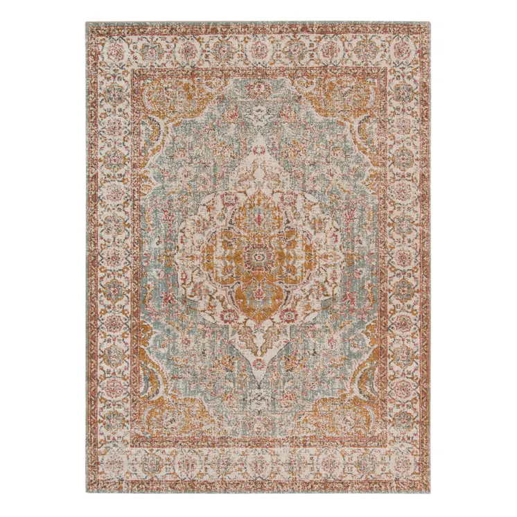 5' X 8' Orange Oriental Area Rug