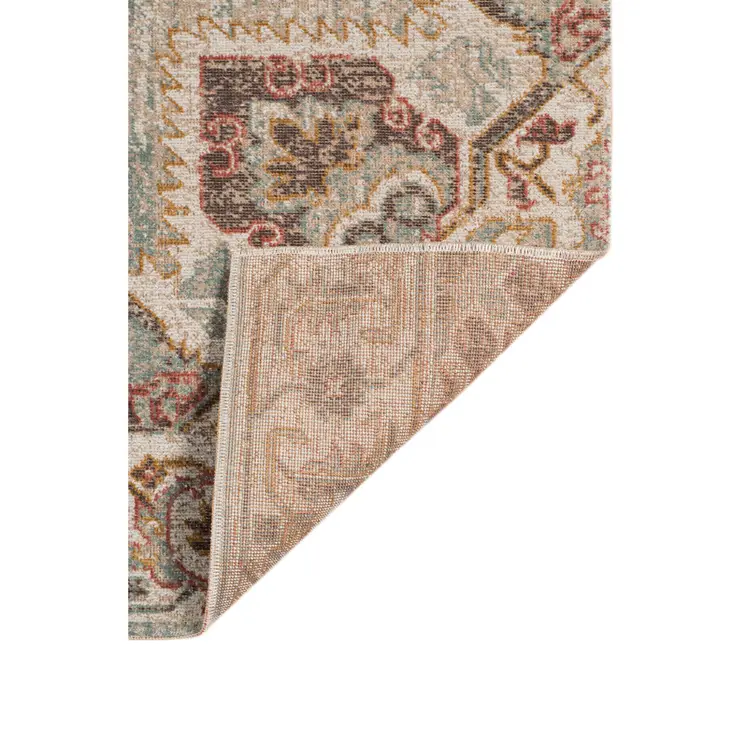 7' X 9' Beige And Rust Medallion Area Rug