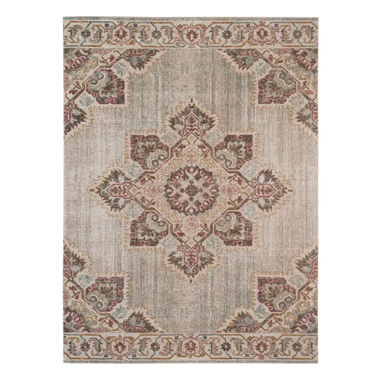 10' X 14' Beige And Rust Medallion Area Rug