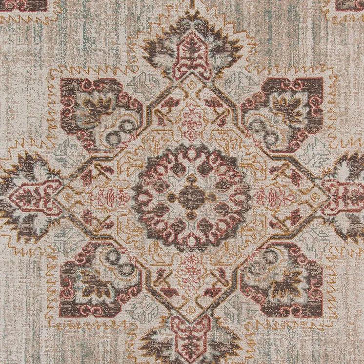 10' X 14' Beige And Rust Medallion Area Rug
