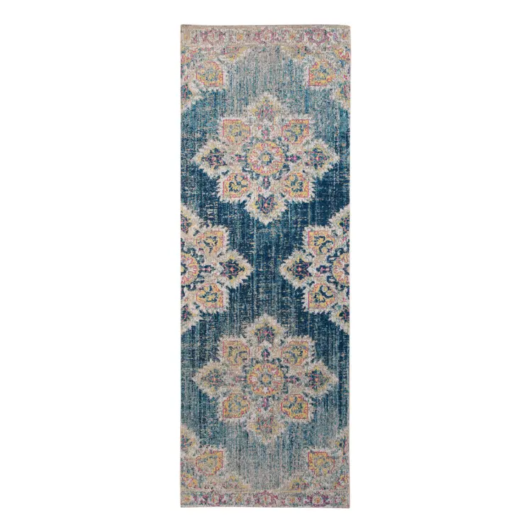 7' Yellow Medallion Runner Rug