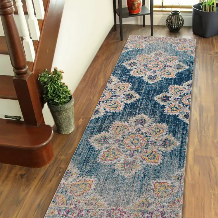 7' Yellow Medallion Runner Rug