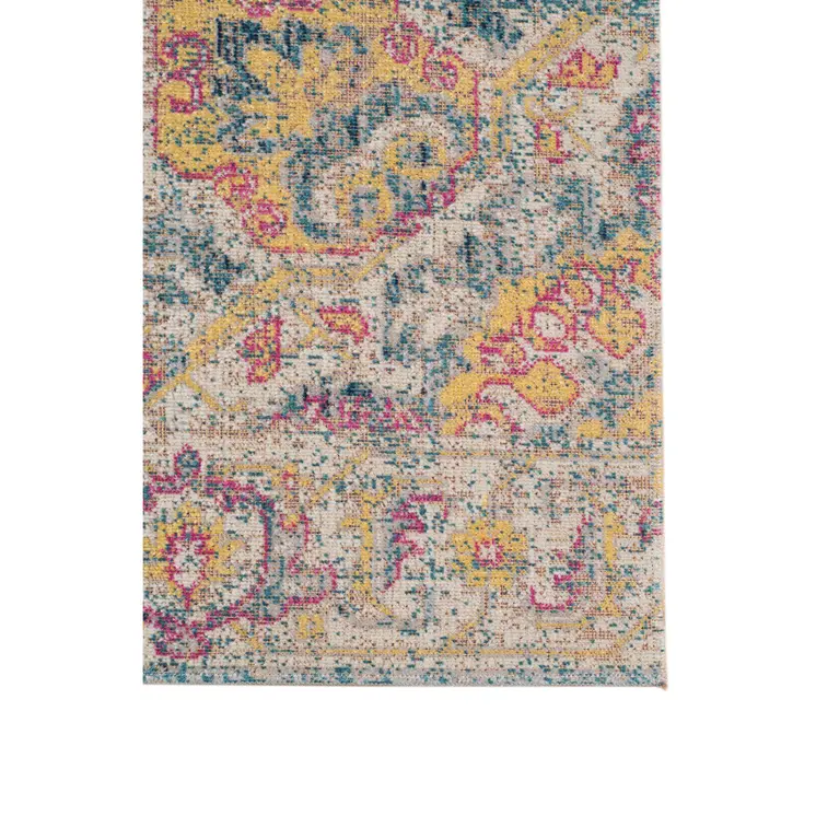 7' Yellow Medallion Runner Rug