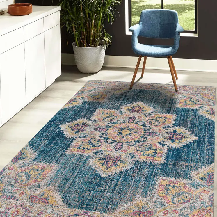 7' X 9' Yellow Medallion Area Rug