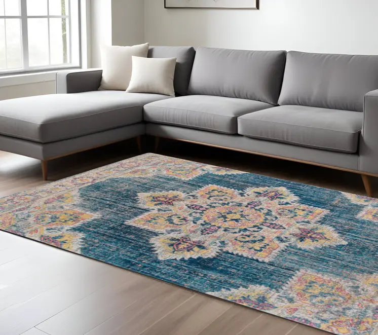 9' X 12' Yellow Medallion Area Rug