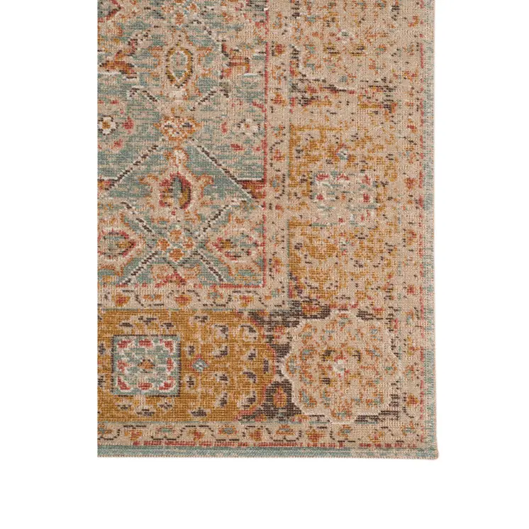 6' X 8' Teal Red And Orange Floral Area Rug