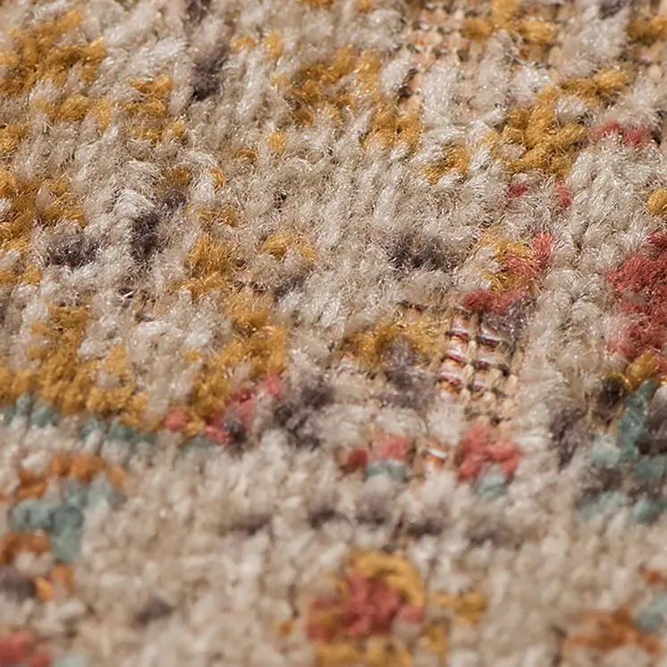 7' X 9' Teal Red And Orange Floral Area Rug