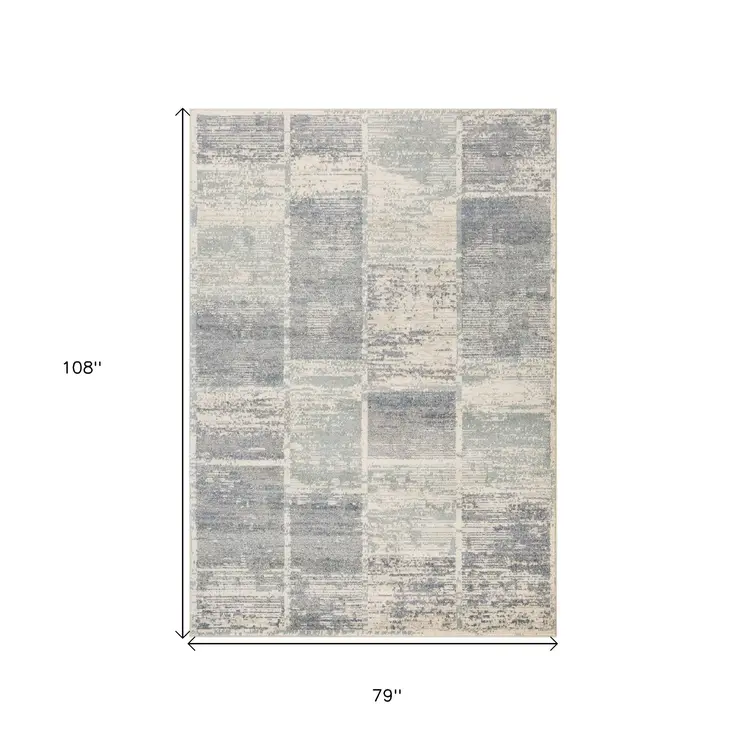 6' X 9' Gray And Light Blue Geometric Area Rug