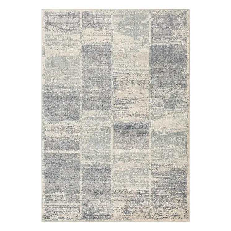 9' X 12' Gray And Light Blue Geometric Area Rug