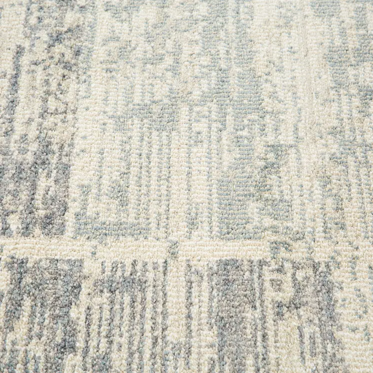 9' X 12' Gray And Light Blue Geometric Area Rug