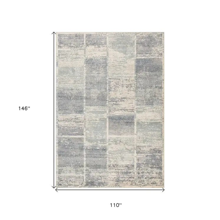 9' X 12' Gray And Light Blue Geometric Area Rug