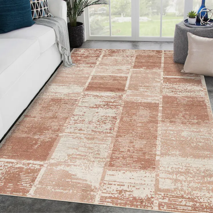 6' X 9' Sand And Ivory Geometric Area Rug