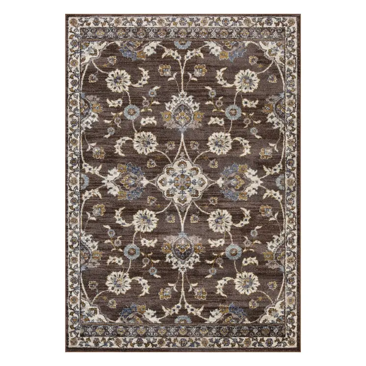 2' X 3' Ivory Blue And Brown Floral Area Rug