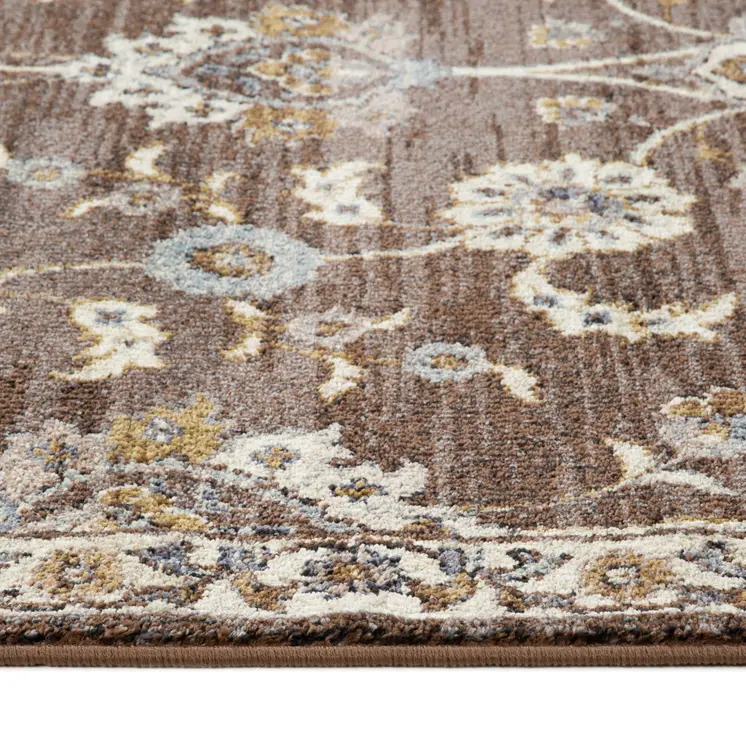 2' X 3' Ivory Blue And Brown Floral Area Rug