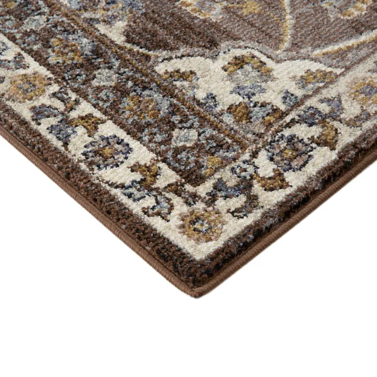 2' X 3' Ivory Blue And Brown Floral Area Rug