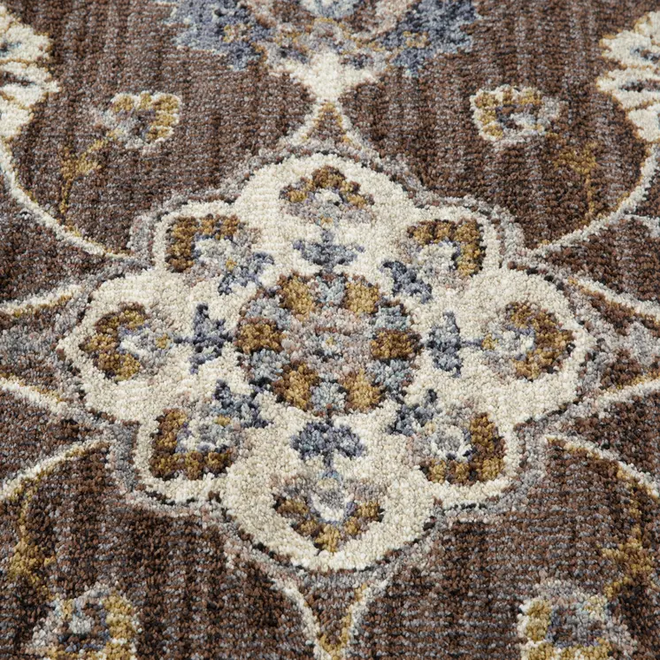 2' X 3' Ivory Blue And Brown Floral Area Rug