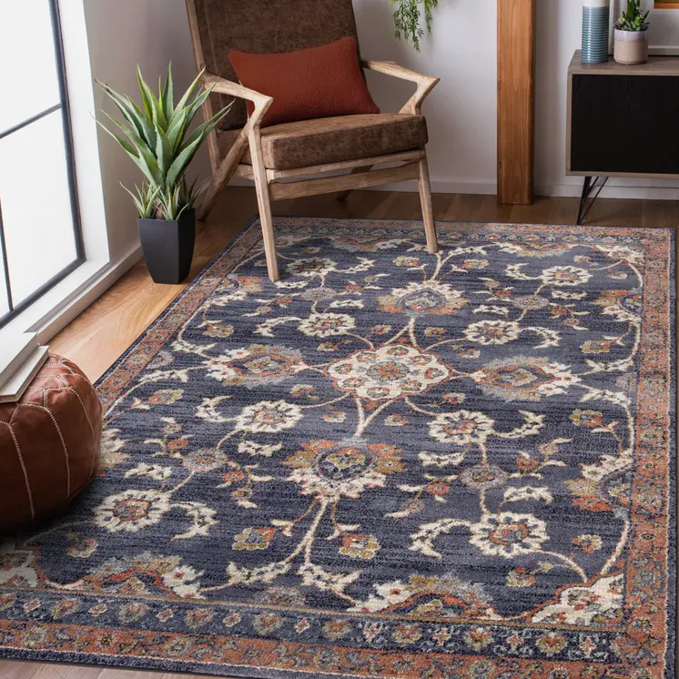 2' X 3' Ivory And Orange Floral Area Rug
