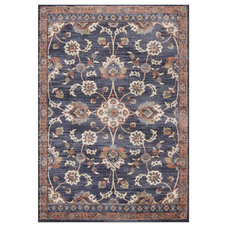 8' X 10' Ivory And Orange Floral Area Rug