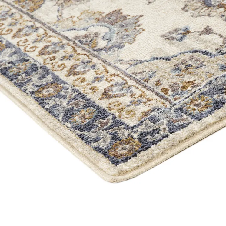 5' X 8' Ivory And Charcoal Floral Area Rug