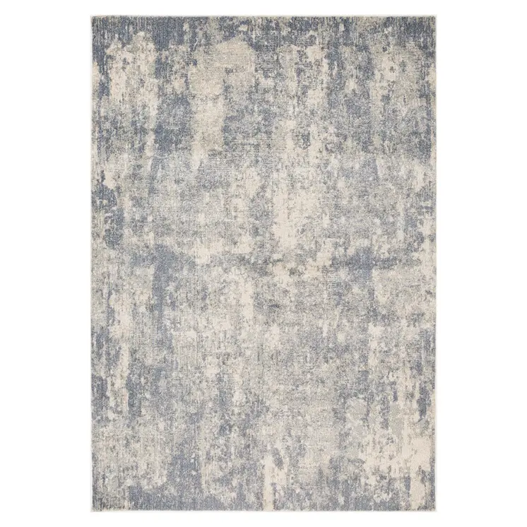 9' X 12' Light Gray And Blue Abstract Area Rug