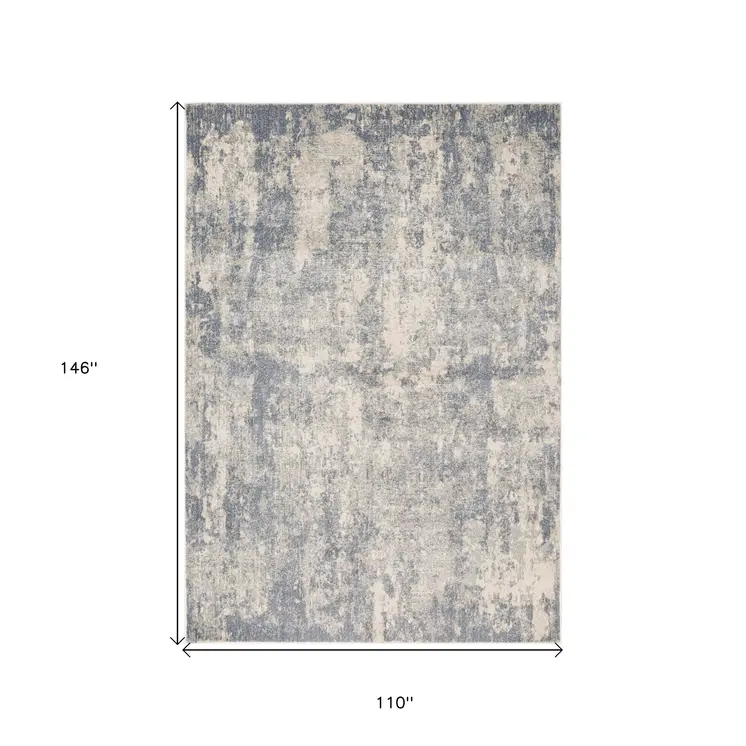 9' X 12' Light Gray And Blue Abstract Area Rug