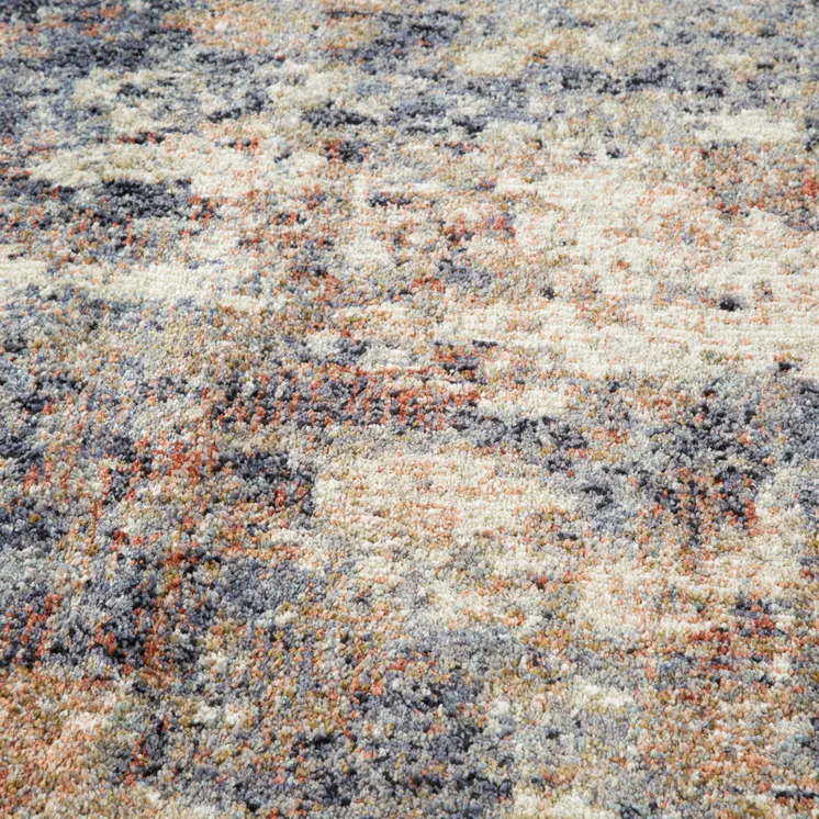 10' Ivory And Orange Abstract Runner Rug