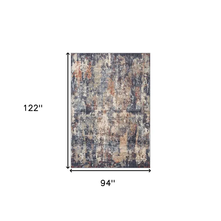 8' X 10' Ivory And Orange Abstract Area Rug