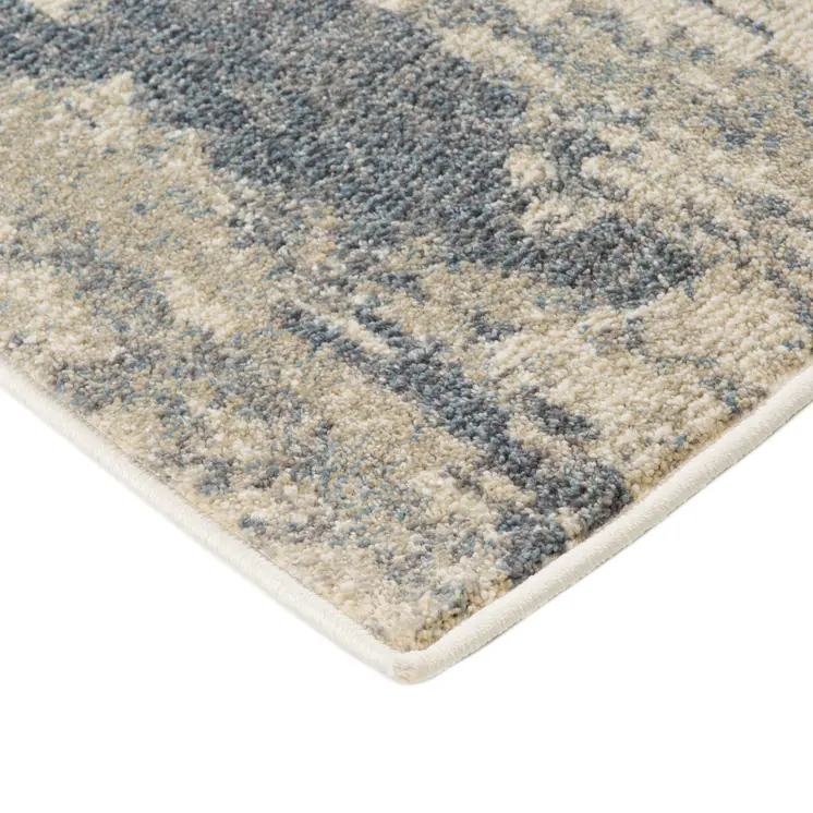 6' X 9' Ivory Blue And Gray Abstract Area Rug